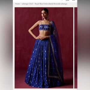 Lashkaraa Royal Blue Embroidered Brocade Lehenga